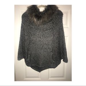 Faux Fur Knitted Shaw